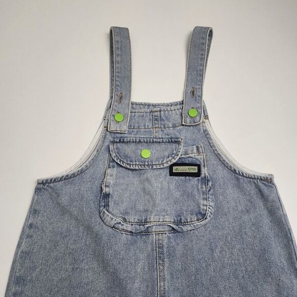 Girls Printed Hearts Blue Denim Jean Overall Pants NEW Size 6-7 - Picture 2 of 8